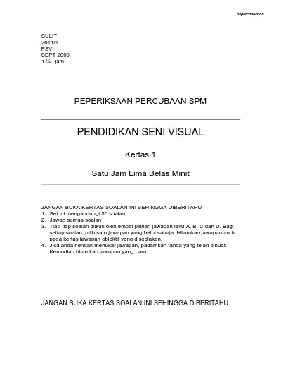 Pendidikan Seni Visual Seni Halus Kertas 1