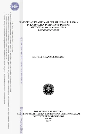 PEMODELAN KLASIFIKASI CURAH HUJAN BULANAN DI KABUPATEN INDRAMAYU DENGAN ...