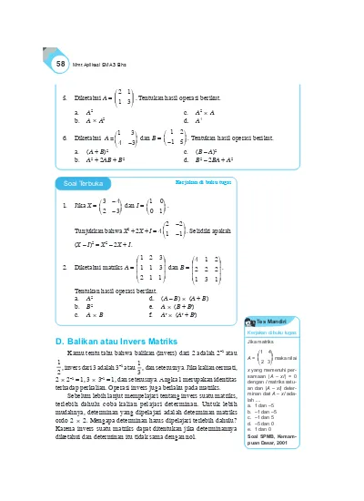 Kerjakan Di Buku Tugas. Tentukan Hasil Operasi Berikut. A. A 2 D. (A B ...