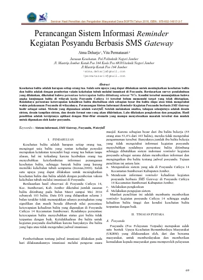 Perancangan Sistem Informasi Reminder Kegiatan Posyandu Berbasis Sms Gateway 1730