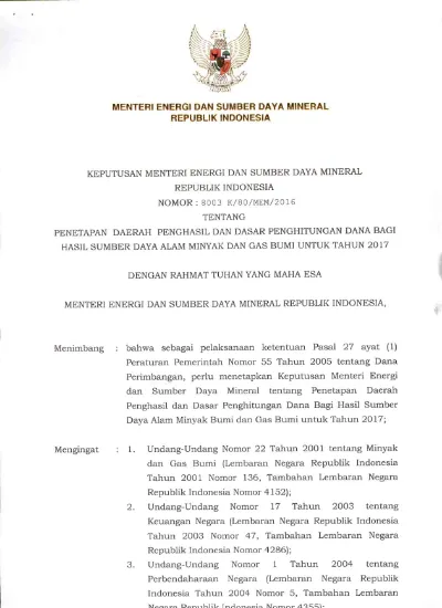 MENTERI ENERGI DAN SUMBER DAYA MINERAL REPUBLIK INDONESIA KEPUTUSAN ...