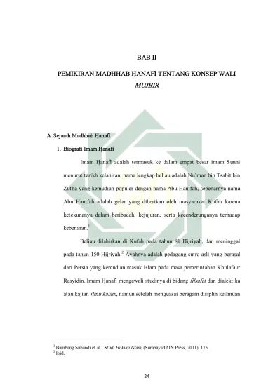 Bab Ii Pemikiran Madhhab H Anafi Tentang Konsep Wali Mujbir Zutha Yang Kemudian Populer Dengan Nama Abu H Anifah Sebenarnya Nama