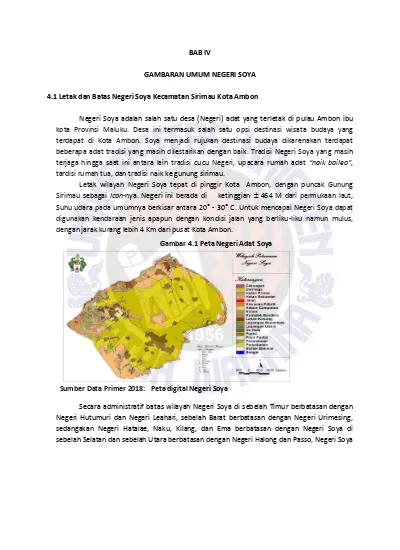 BAB IV GAMBARAN UMUM NEGERI SOYA. 4.1 Letak Dan Batas Negeri Soya ...