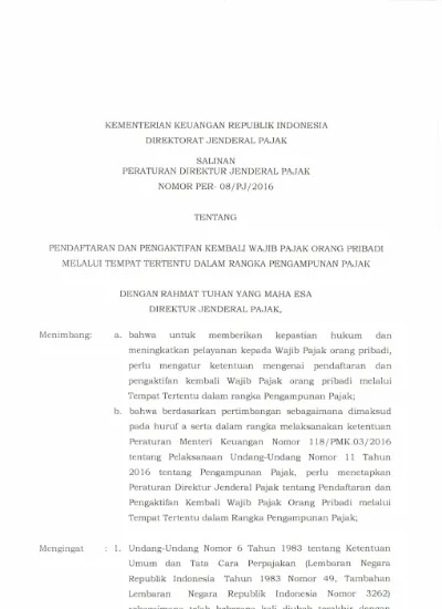 KEMENTERIAN KEUANGAN REPUBLIK INDONESIA DIREKTORAT JENDERAL PAJAK ...