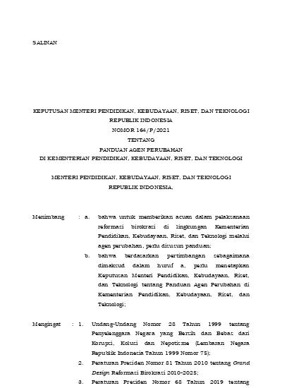 -1- MENTERI PENDIDIKAN, KEBUDAYAAN, RISET, DAN TEKNOLOGI REPUBLIK ...