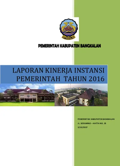 LAPORAN KINERJA INSTANSI PEMERINTAH TAHUN 2016