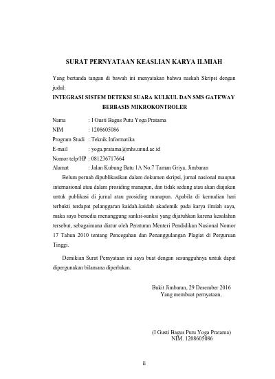 Surat Pernyataan Keaslian Upload