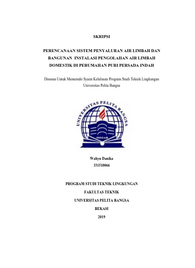Skripsi Perencanaan Sistem Penyaluran Air Limbah Dan Bangunan Instalasi Pengolahan Air Limbah Domestik Di Perumahan Puri Persada Indah
