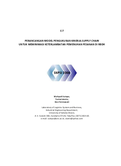 C 7 PERANCANGAN MODEL PENGUKURAN KINERJA SUPPLY CHAIN UNTUK MEMINIMASI ...