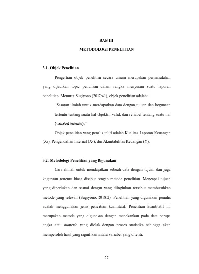 Bab Iii Metodologi Penelitian Objek Penelitian Menurut Sugiyono 2017 41 Adalah Sasaran Ilmiah Untuk