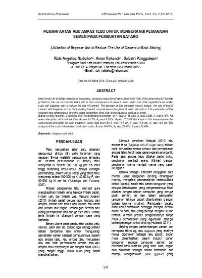 Pemanfaatan Abu Ampas Tebu Untuk Mengurangi Pemakaian Semen Pada Pembuatan Batako 0905