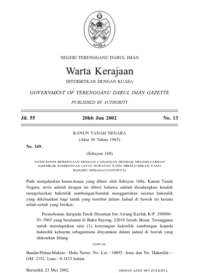 WARTA KERAJAAN NEGERI TERENGGANU. 24hb Sept. 2020] 1097 NEGERI 