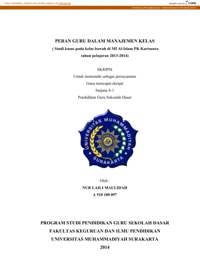 Peran Guru Dalam Manajemen Kelas Yang Ko
