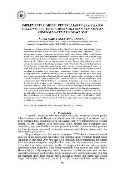 IMPLEMENTASI MODEL PEMBELAJARAN BRAIN BASED LEARNING (BBL) UNTUK ...