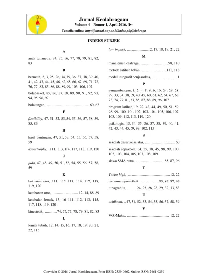 Jurnal Keolahragaan Volume 3 Nomor 1 April 2015