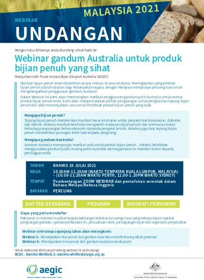 Webinar gandum Australia untuk produk bijian penuh yang sihat