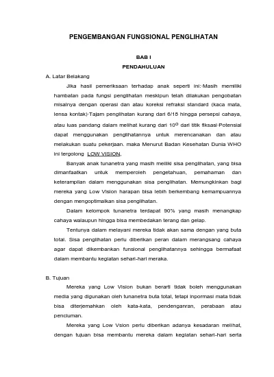 Latihan Penggunaan Alat Bantu Penglihatan Terhad Dalam Kalangan Murid Ketidakupayaan Penglihatan Oleh Guru Pendidikan Khas