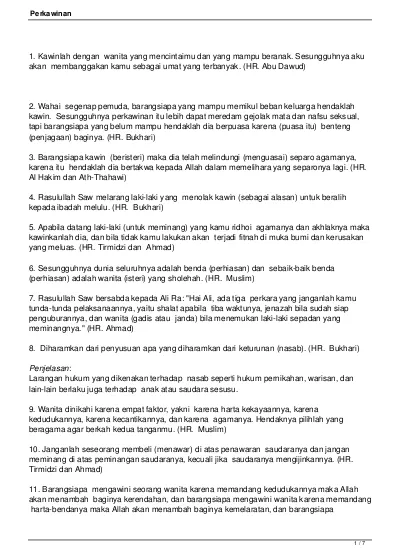 4 Rasulullah Saw Melarang Laki Laki Yang Menolak Kawin Sebagai Alasan Untuk Beralih Kepada Ibadah Melulu Hr Bukhari