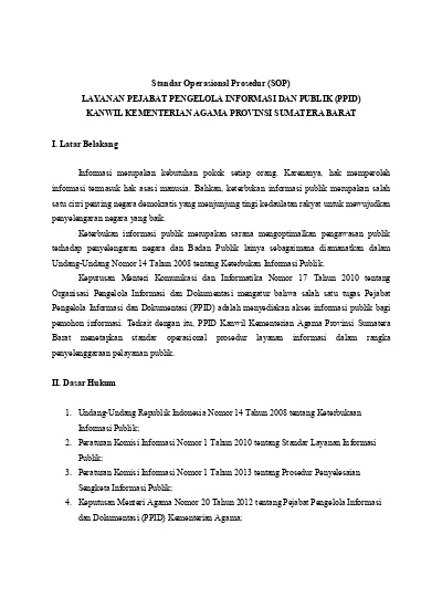 Standar Operasional Prosedur (SOP) LAYANAN PEJABAT PENGELOLA INFORMASI ...