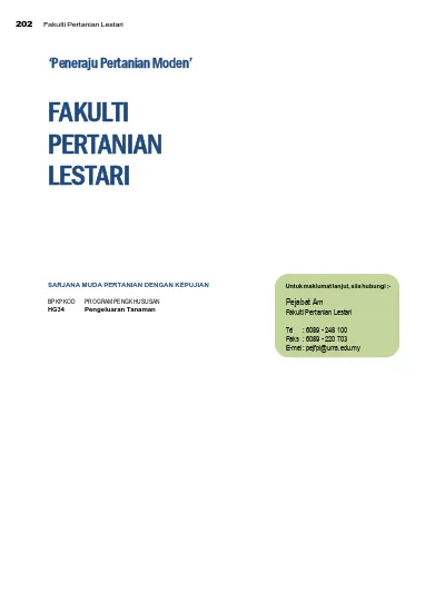 Fakulti Pertanian Lestari