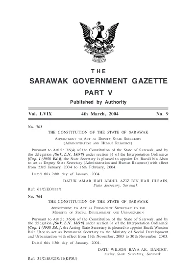 SARAWAK GOVERNMENT GAZETTE