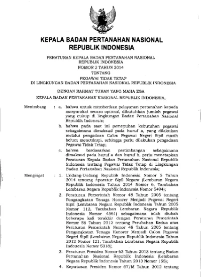 KEPALA BADAN PERTANAHAN NASIONAL REPUBLIK INDONESIA