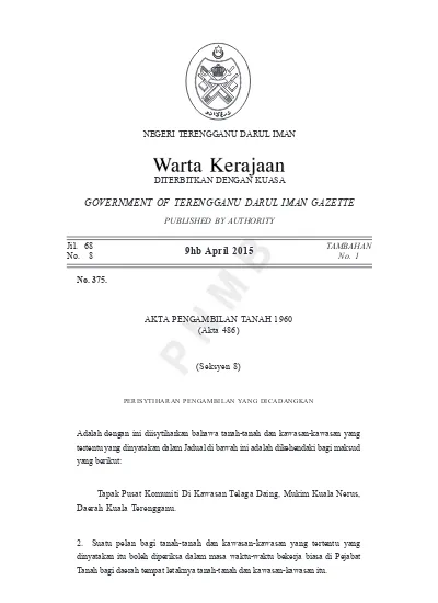 WARTA KERAJAAN NEGERI TERENGGANU