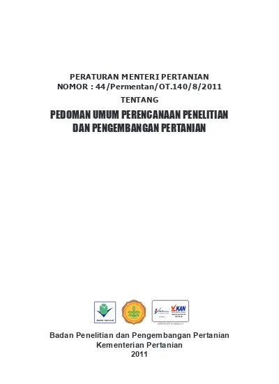 PERATURAN MENTERI PERTANIAN NOMOR : 44/Permentan/OT.140/8/2011 TENTANG ...