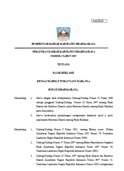 Telah Diubah Dengan Undang-Undang Nomor 34 Tahun 2000 (Lembaran Negara ...