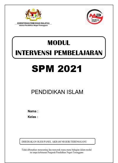 Pendidikan islam spm 2021