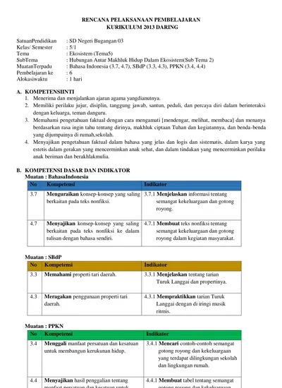 RENCANA PELAKSANAAN PEMBELAJARAN KURIKULUM 2013 DARING