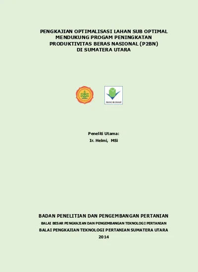 PENGKAJIAN OPTIMALISASI LAHAN SUB OPTIMAL MENDUKUNG PROGAM PENINGKATAN ...