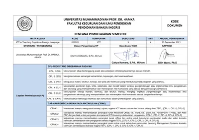 UNIVERSITAS MUHAMMADIYAH PROF. DR. HAMKA FAKULTAS KEGURUAN DAN ILMU ...