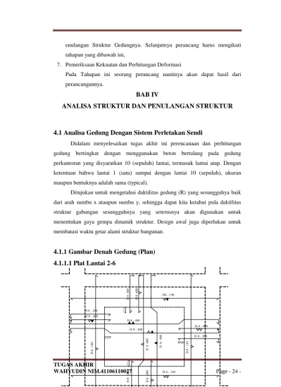 BAB IV ANALISA STRUKTUR DAN PENULANGAN STRUKTUR. 4.1 Analisa Gedung ...