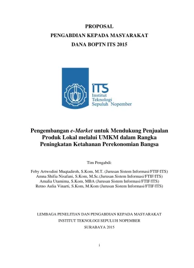 Rencana Kegiatan Pengabdian Masyarakat ITS 2015