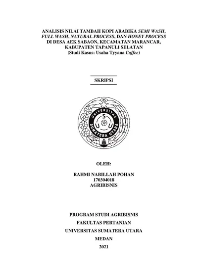 SKRIPSI OLEH: RAHMI NABILLAH POHAN AGRIBISNIS PROGRAM STUDI AGRIBISNIS ...