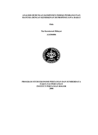 ANALISIS HUBUNGAN KOMPONEN INDEKS PEMBANGUNAN MANUSIA DENGAN KEMISKINAN ...