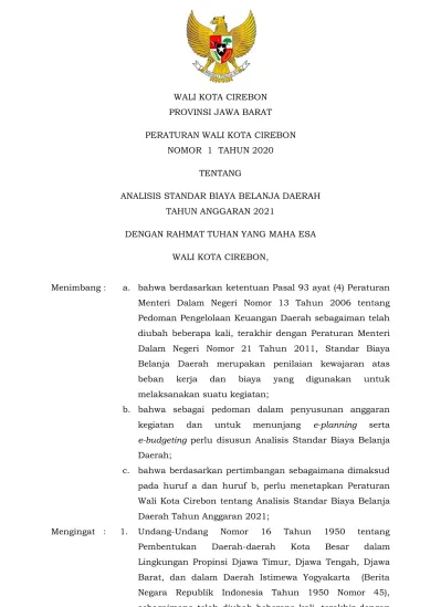 WALI KOTA CIREBON PROVINSI JAWA BARAT PERATURAN WALI KOTA CIREBON NOMOR ...