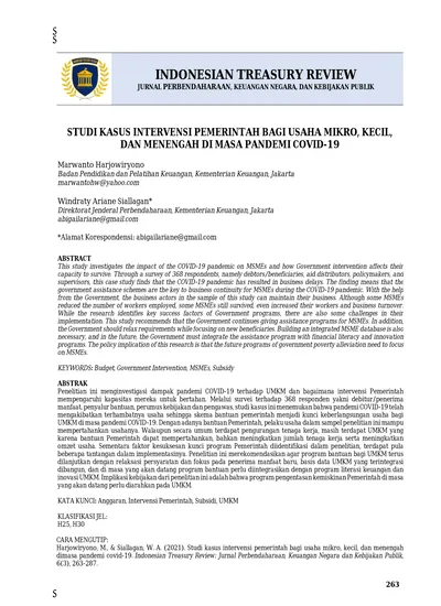 INDONESIAN TREASURY REVIEW JURNAL PERBENDAHARAAN, KEUANGAN NEGARA, DAN ...