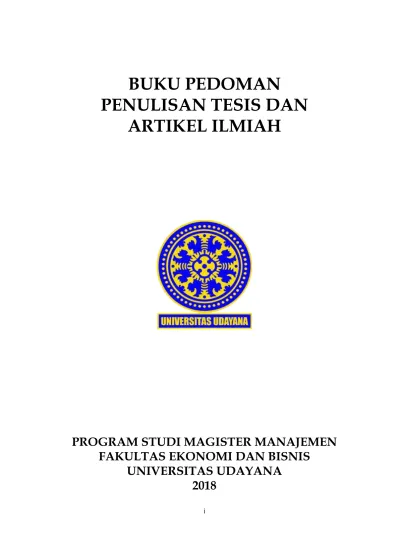 BUKU PEDOMAN PENULISAN TESIS DAN ARTIKEL ILMIAH