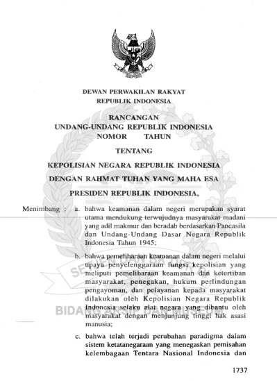 RANCANGAN UNDANG-UNDANG REPUBLIK INDONESIA NOMOR TAHUN TENTANG ...