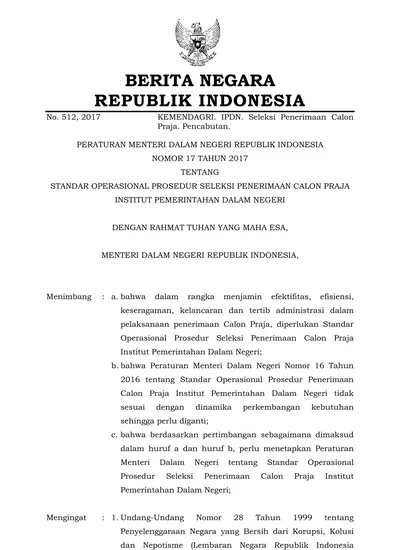 2017, No Republik Indonesia Nomor 3851); 2. Undang-Undang Nomor 20 ...