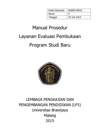 Kode Dokumen Revisi 0 Tanggal 29 Juli Manual Prosedur Layanan Evaluasi ...