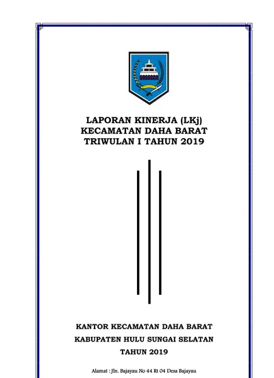 Laporan Kinerja Lkj Kecamatan Daha Barat Triwulan I Tahun 2019