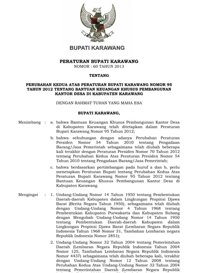 Peraturan Bupati Karawang Nomor 60 Tahun 2013 4407