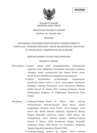 Top PDF WALIKOTA KEDIRI PROVINSI JAWA TIMUR PERATURAN DAERAH KOTA ...