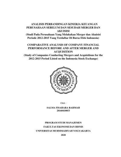 Analisis Perbandingan Kinerja Keuangan Perusahaan Sebelum Dan Sesudah Merger Dan Akuisisi 2366