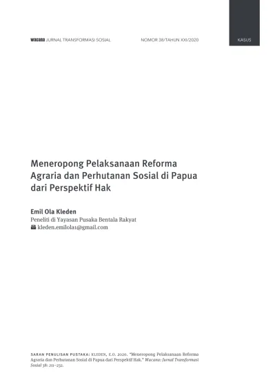 Meneropong Pelaksanaan Reforma Agraria Dan Perhutanan Sosial Di Papua ...