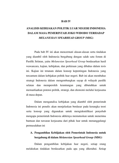 BAB IV ANALISIS KEBIJAKAN POLITIK LUAR NEGERI INDONESIA DALAM MASA ...