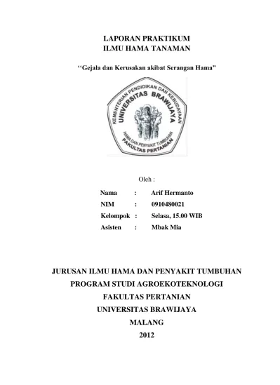 LAPORAN PRAKTIKUM ILMU HAMA TANAMAN